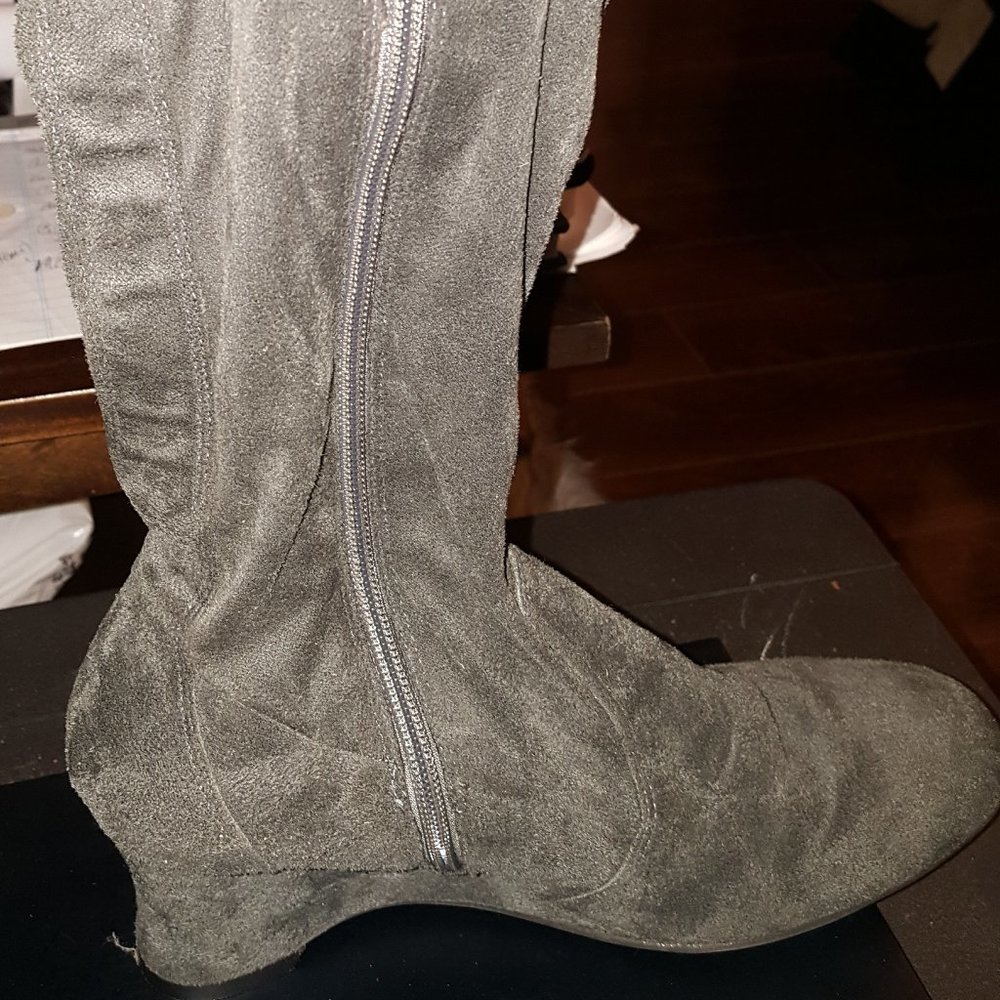 Gray Stretch Wide Calf  Boots 9.5